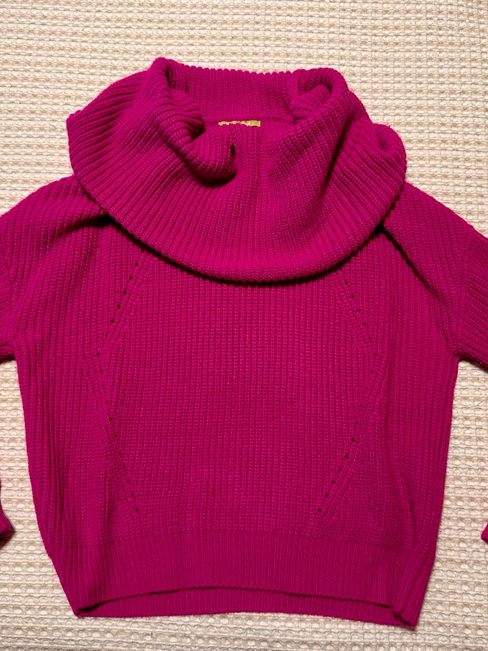 Gianni Bini Fuchsia Ribbed Cowl-Neck Sweater